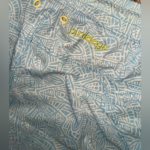 Birddogs swim trunks Bathing Suit blue white yellow trim  7” lined XXL New $80 - Picture 9 of 15